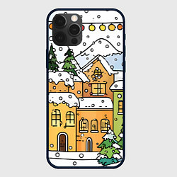 Чехол для iPhone 12 Pro Новогодний снегопад, цвет: 3D-черный