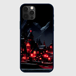 Чехол для iPhone 12 Pro Новогодняя ночь и красные гирлянды, цвет: 3D-черный