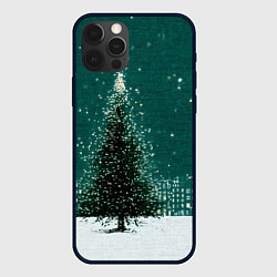 Чехол для iPhone 12 Pro Новый год в зеленом стиле, цвет: 3D-черный
