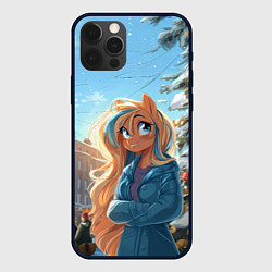Чехол для iPhone 12 Pro Лошадка на новогодней площади, цвет: 3D-черный