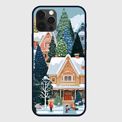 Чехол для iPhone 12 Pro Новогодний елочный двор, цвет: 3D-черный