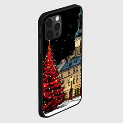 Чехол для iPhone 12 Pro Красная новогодняя елка, цвет: 3D-черный — фото 2