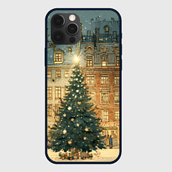Чехол для iPhone 12 Pro Новогодний старый город, цвет: 3D-черный
