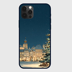 Чехол для iPhone 12 Pro Новогодняя атмосфера в городе, цвет: 3D-черный