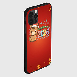 Чехол для iPhone 12 Pro Новогодняя лошадка 2026 на красном фоне, цвет: 3D-черный — фото 2