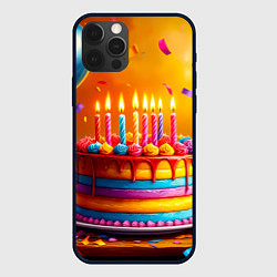 Чехол для iPhone 12 Pro Радуга праздничного торта, цвет: 3D-черный