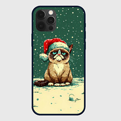 Чехол для iPhone 12 Pro Печальный Новогодний мем кот, цвет: 3D-черный