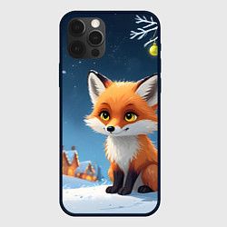 Чехол для iPhone 12 Pro Лисичка новогодней ночью, цвет: 3D-черный