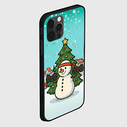 Чехол для iPhone 12 Pro Снеговик - Новогодний Зож, цвет: 3D-черный — фото 2