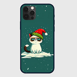 Чехол для iPhone 12 Pro Милый мем Новогодний котенок, цвет: 3D-черный