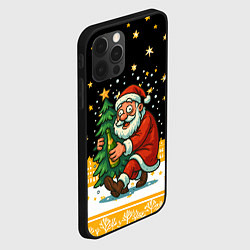 Чехол для iPhone 12 Pro Пьяный Санта с елкой и шампанским, цвет: 3D-черный — фото 2