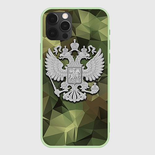 Чехол iPhone 12 Pro Камуфляж и герб / 3D-Салатовый – фото 1