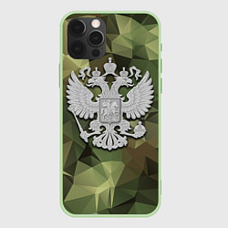 Чехол для iPhone 12 Pro Камуфляж и герб, цвет: 3D-салатовый