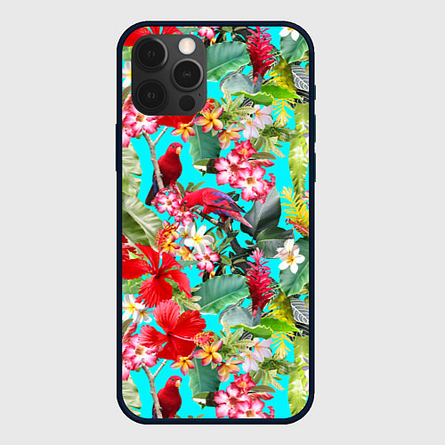 Чехол iPhone 12 Pro Тропический мир / 3D-Черный – фото 1