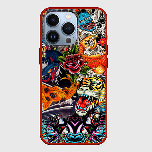 Чехол iPhone 13 Pro Dsquared tatoo / 3D-Красный – фото 1