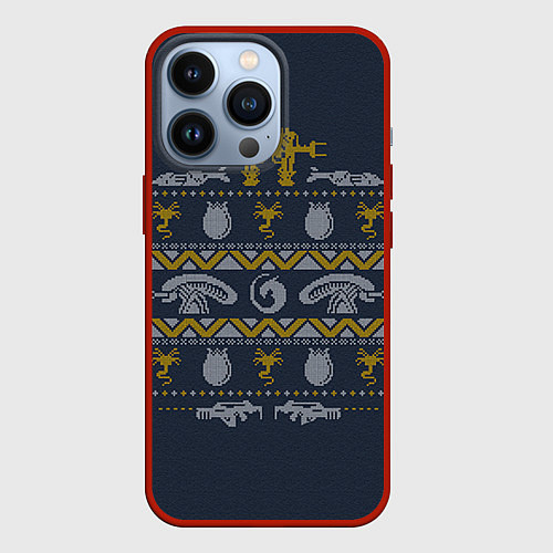 Чехол iPhone 13 Pro Новогодний свитер Чужой / 3D-Красный – фото 1