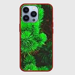 Чехол для iPhone 13 Pro Зелёная ель, цвет: 3D-красный