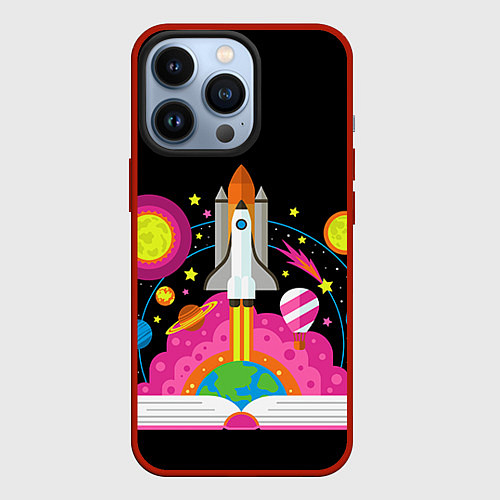 Чехол iPhone 13 Pro Космос / 3D-Красный – фото 1