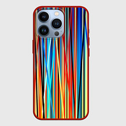 Чехол для iPhone 13 Pro Colored stripes, цвет: 3D-красный
