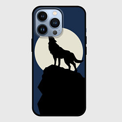 Чехол для iPhone 13 Pro Вой на луну, цвет: 3D-черный