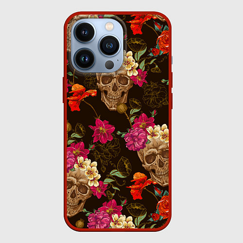 Чехол iPhone 13 Pro Черепа / 3D-Красный – фото 1