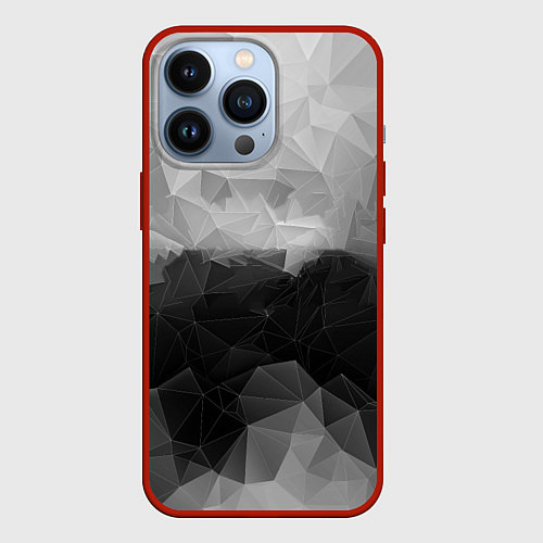 Чехол iPhone 13 Pro Polygon gray / 3D-Красный – фото 1