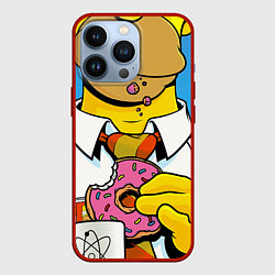 Чехол для iPhone 13 Pro Homer with donut, цвет: 3D-красный