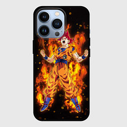 Чехол для iPhone 13 Pro Fire Goku, цвет: 3D-черный