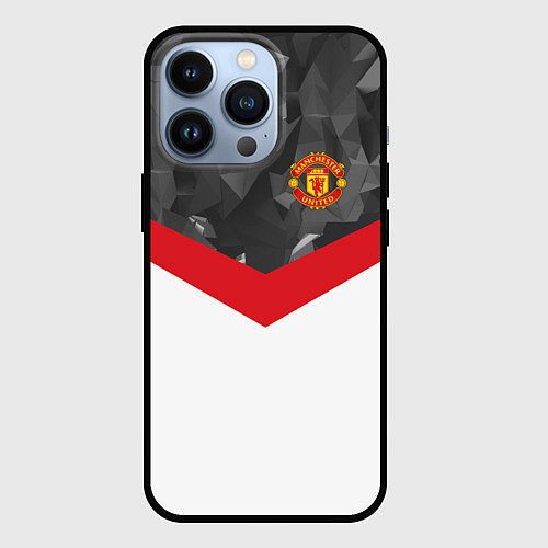 Чехол iPhone 13 Pro Man United FC: Grey Polygons / 3D-Черный – фото 1