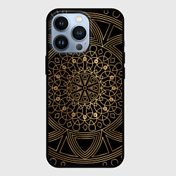 Чехол для iPhone 13 Pro Золотая мандала, цвет: 3D-черный