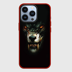 Чехол для iPhone 13 Pro Оскал волка, цвет: 3D-красный