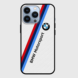 Чехол для iPhone 13 Pro BMW Motorsport: White Carbon, цвет: 3D-черный