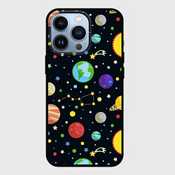Чехол для iPhone 13 Pro Солнечная система, цвет: 3D-черный