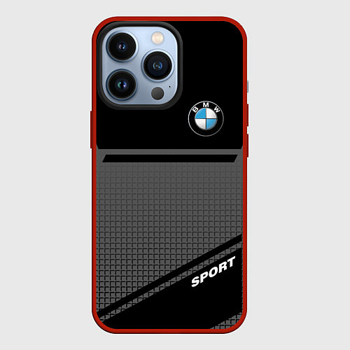 Чехол iPhone 13 Pro BMW SPORT БМВ СПОРТ / 3D-Красный – фото 1