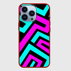 Чехол для iPhone 13 Pro Maze: Violet & Turquoise, цвет: 3D-красный