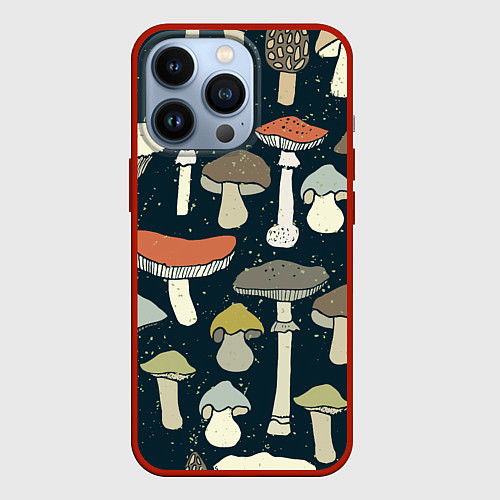 Чехол iPhone 13 Pro Грибной лес / 3D-Красный – фото 1