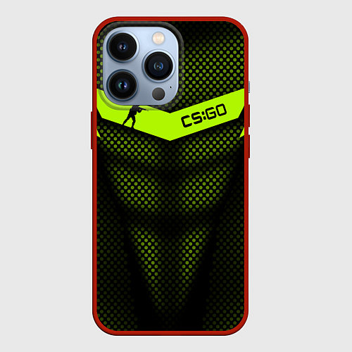 Чехол iPhone 13 Pro CS:GO Carbon Form / 3D-Красный – фото 1