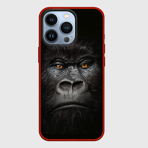 Чехол iPhone 13 Pro Морда Гориллы / 3D-Красный – фото 1