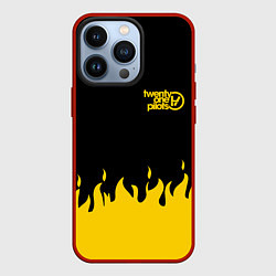 Чехол для iPhone 13 Pro 21 Pilots: Yellow Fire, цвет: 3D-красный