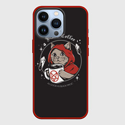 Чехол для iPhone 13 Pro Black Cat, Black Coffee, цвет: 3D-красный