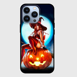 Чехол для iPhone 13 Pro Ведьма на тыкве, цвет: 3D-черный
