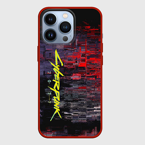Чехол iPhone 13 Pro Cyberpunk 2077 / 3D-Красный – фото 1