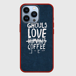 Чехол для iPhone 13 Pro Ghouls Love Coffee, цвет: 3D-красный