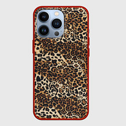Чехол для iPhone 13 Pro Шкура леопарда, цвет: 3D-красный