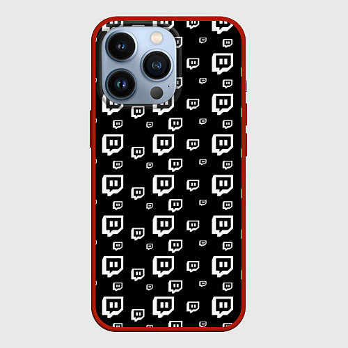 Чехол iPhone 13 Pro Twitch: Black Pattern / 3D-Красный – фото 1