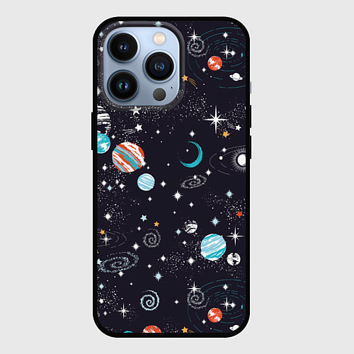 Чехол iPhone 13 Pro Загадочный космос / 3D-Черный – фото 1