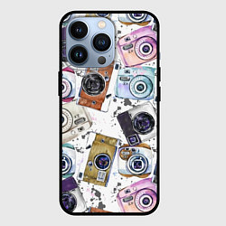 Чехол для iPhone 13 Pro Старинные фотоаппараты, цвет: 3D-черный