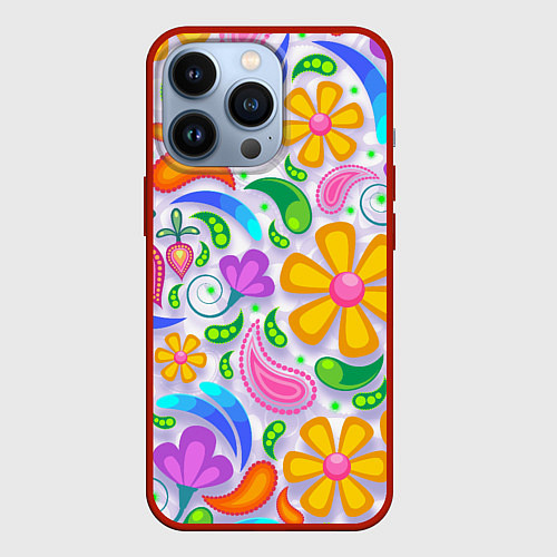 Чехол iPhone 13 Pro Абстракция и цветы / 3D-Красный – фото 1