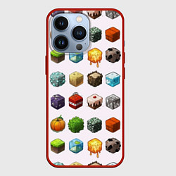 Чехол для iPhone 13 Pro Minecraft Cubes, цвет: 3D-красный