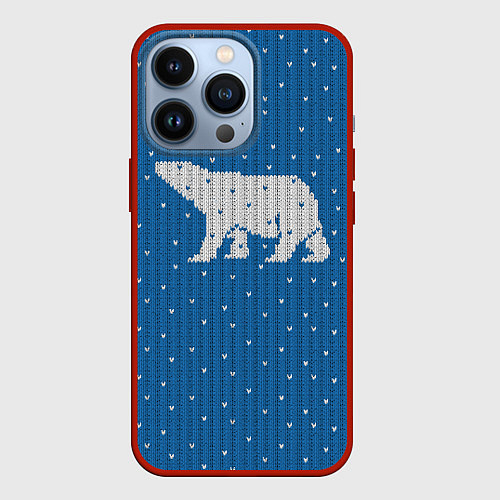 Чехол iPhone 13 Pro Свитер с медведем / 3D-Красный – фото 1